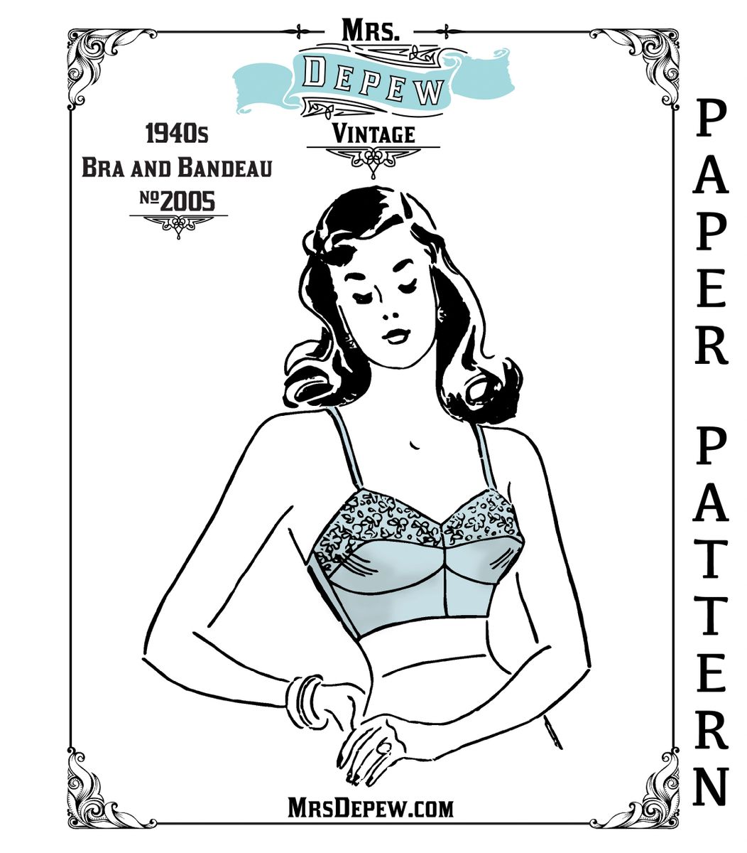 PDF - 1940's Pattern, Women's Bra & Petticoat Lingerie - Bust 32