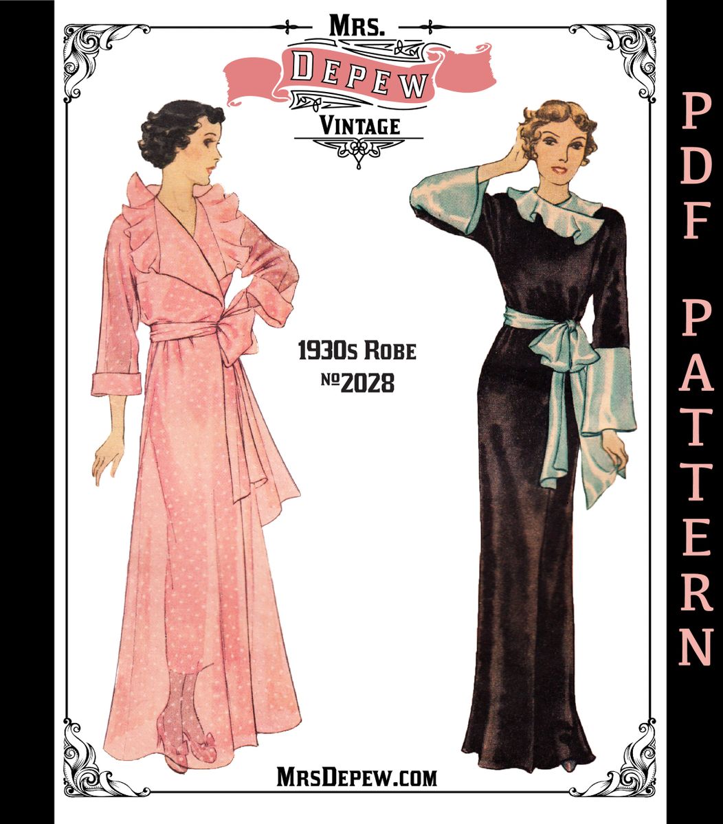 Vintage Sewing Pattern 1930s Ladies' Full Length Robe #2028