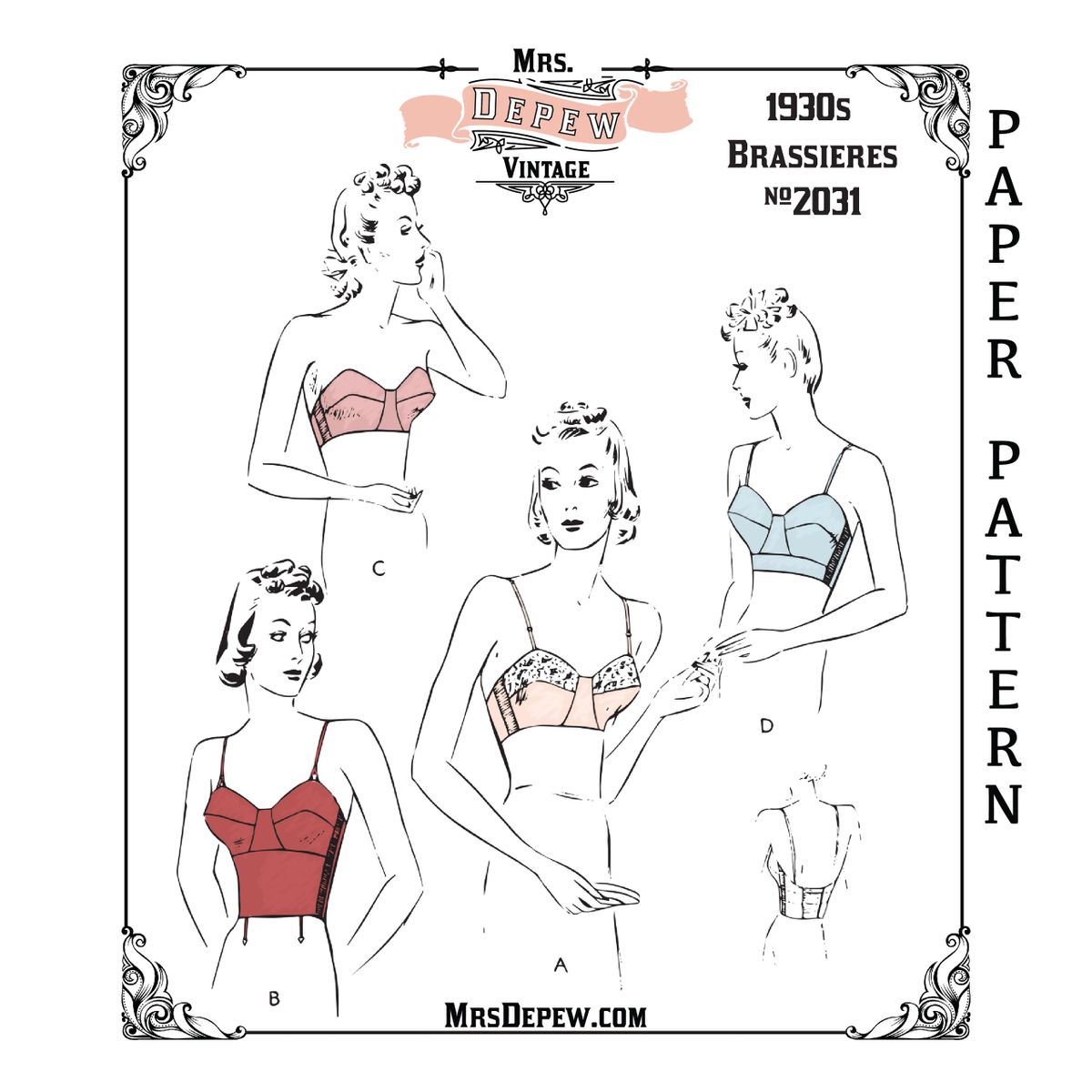 Vintage 1940s Simplicity Sewing Pattern Bra Top Pants Slip UNCUT