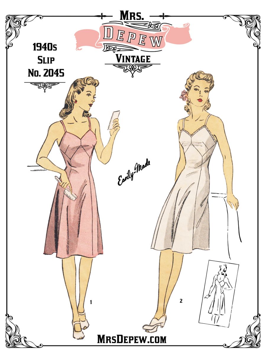 Vintage Sewing Pattern 1940s Gored Slip Depew #2045 Multisize