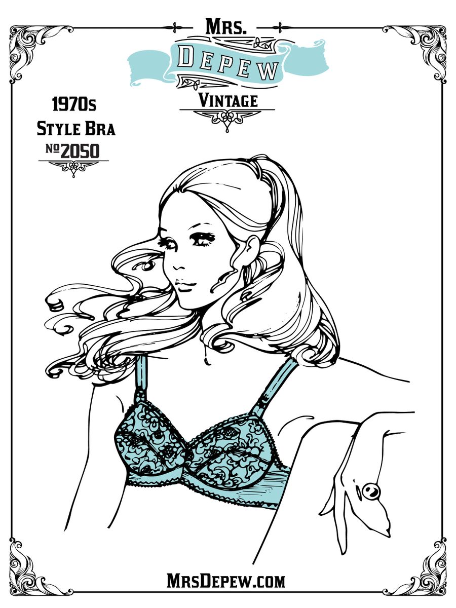 Vintage Style Bra Sewing Pattern #2050 Sizes 32 34 36 ABC Cups- PAPER  VERSION