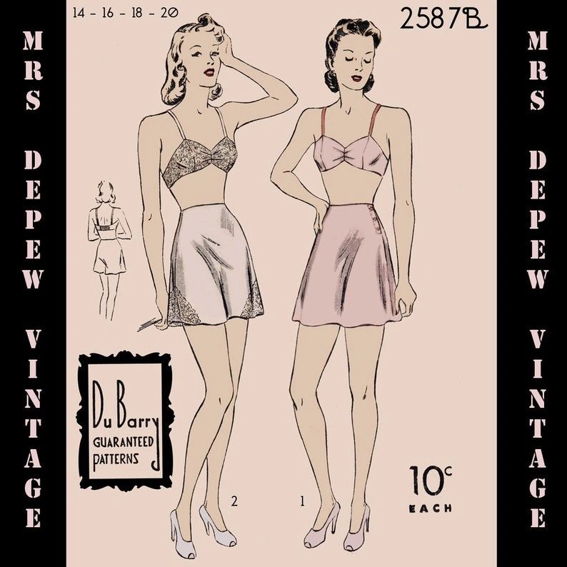 Vintage Sewing Pattern Bra and Tap Pants Print at Home 1940s Lingerie in  Multi Size -INSTANT DOWNLOAD