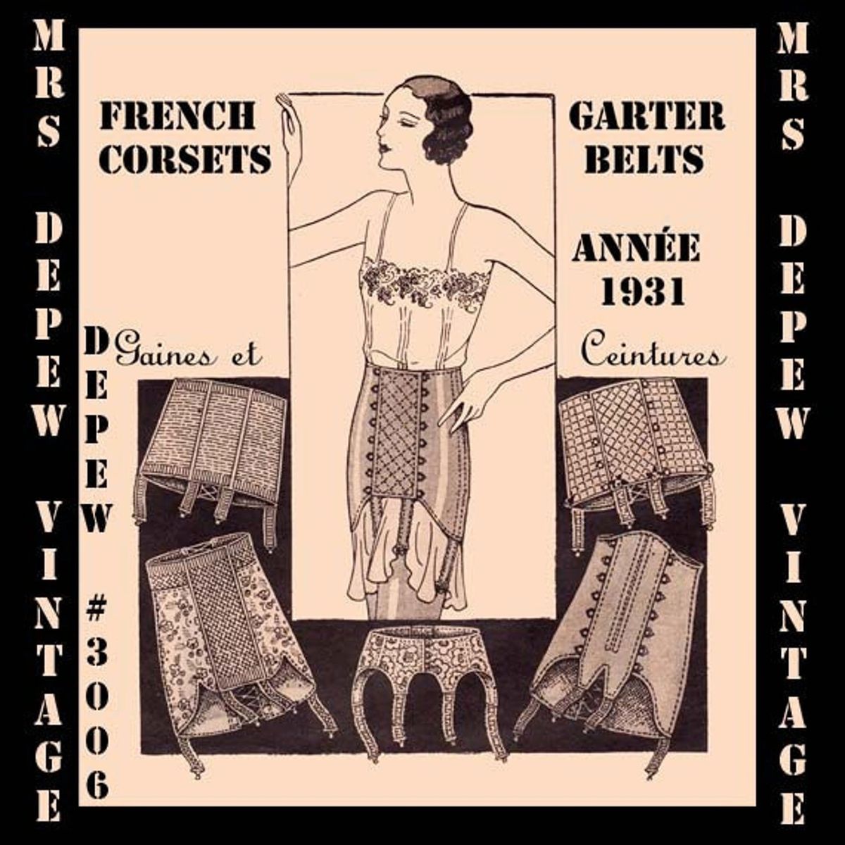 Vintage Sewing Pattern 1950s French Corselet Garter Belt Corset