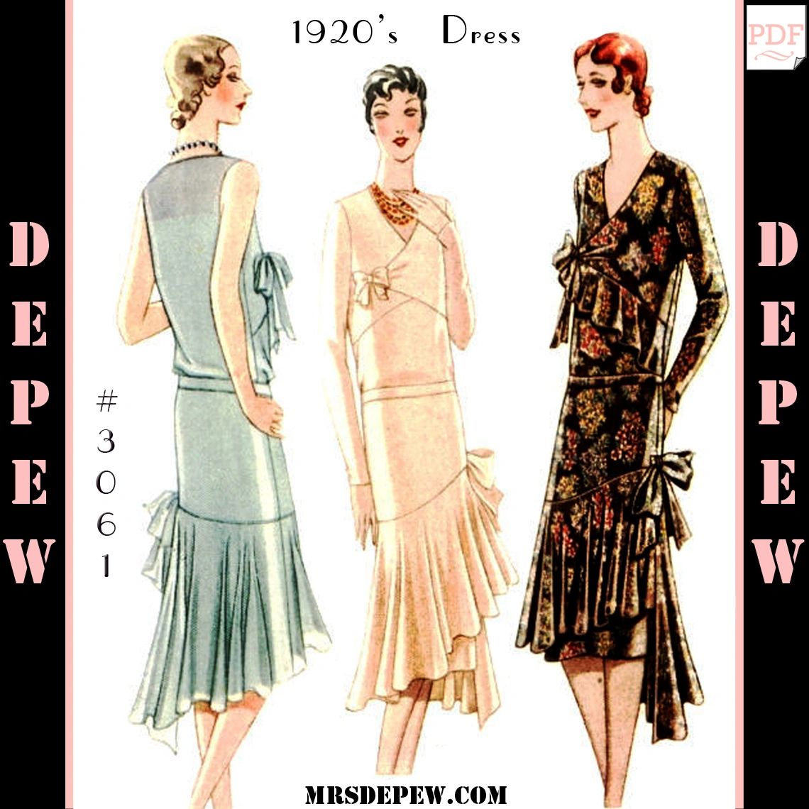 1911 Ladies Dress With Two Collar Options INSTANT DOWNLOAD