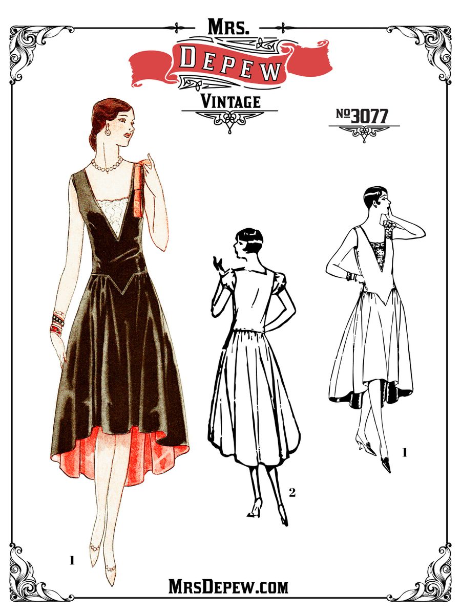 Vintage Sewing Pattern 32-48" Bust 1920s Robe de Style Drecoll Couture  Dress #3077 - INSTANT DOWNLOAD