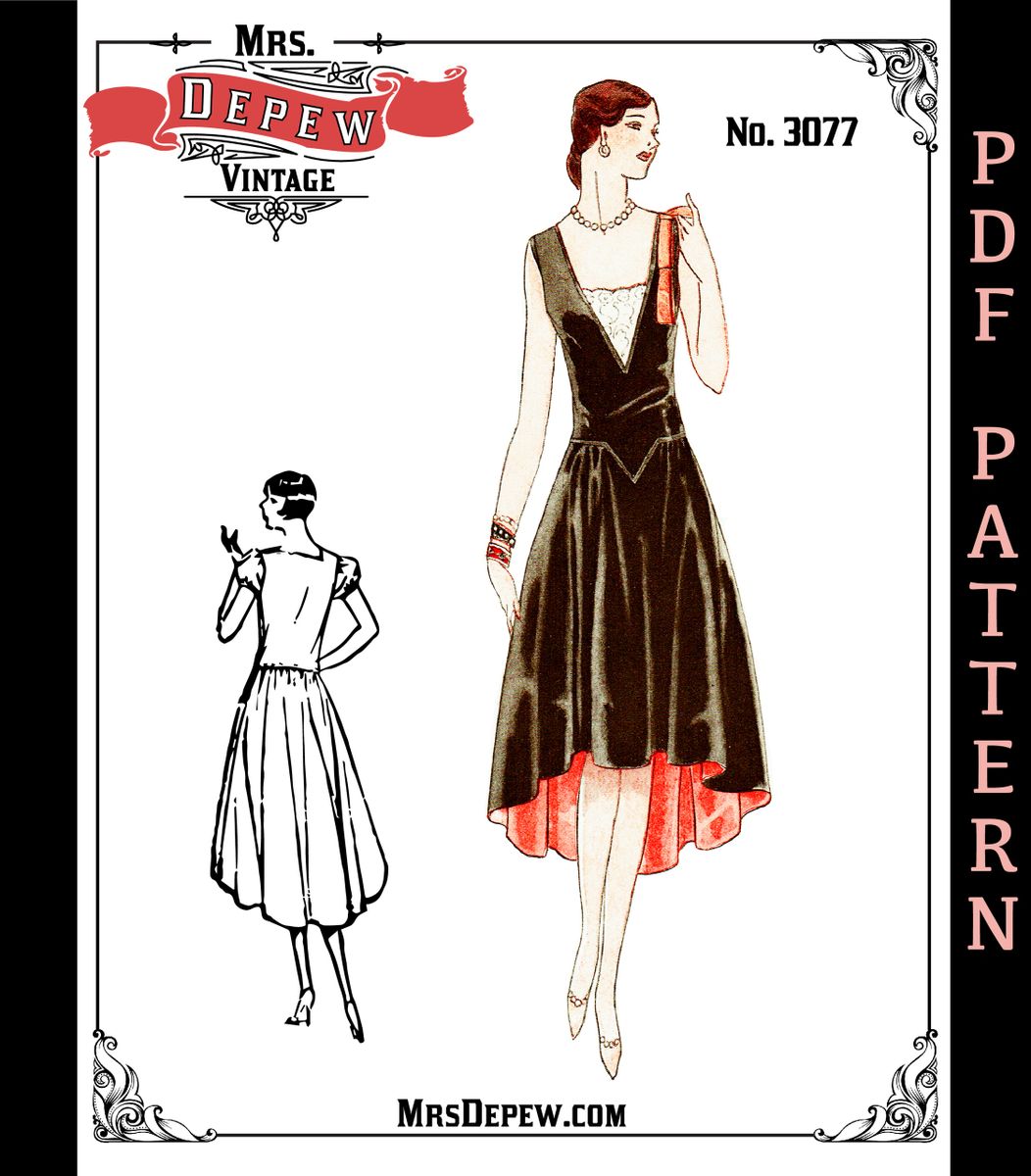 Vintage Sewing Pattern 32-48 Bust 1920s Robe de Style Drecoll Couture Dress  #3077 - INSTANT DOWNLOAD