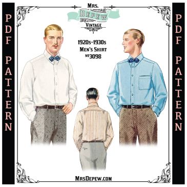 1920s 1930s vintage shirt sewing pattern for men.