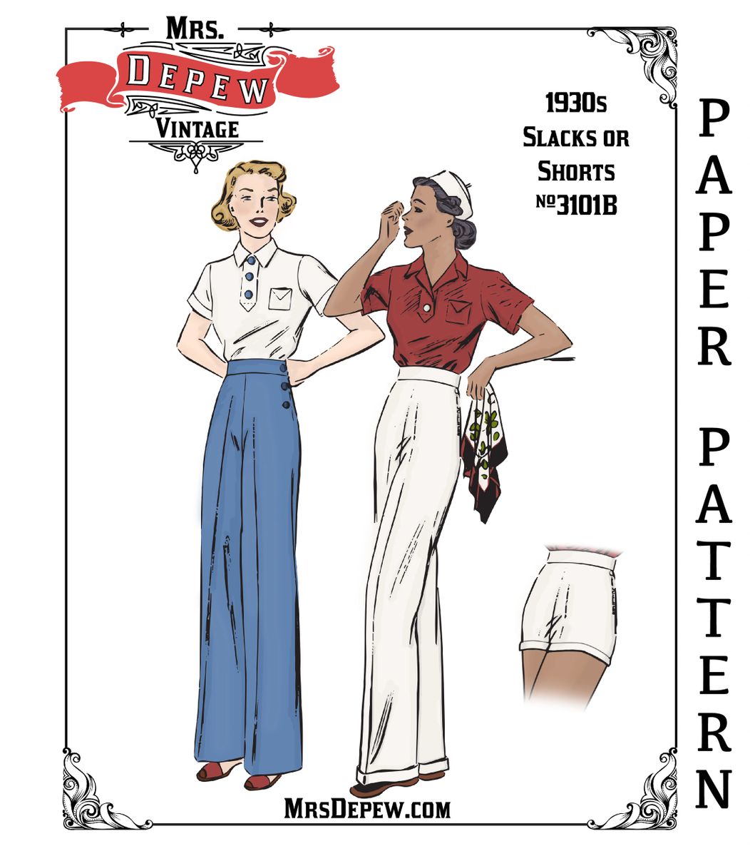 Wide Leg Trousers Vintage Sewing Pattern 1930s Slacks and Shorts #3101 ...