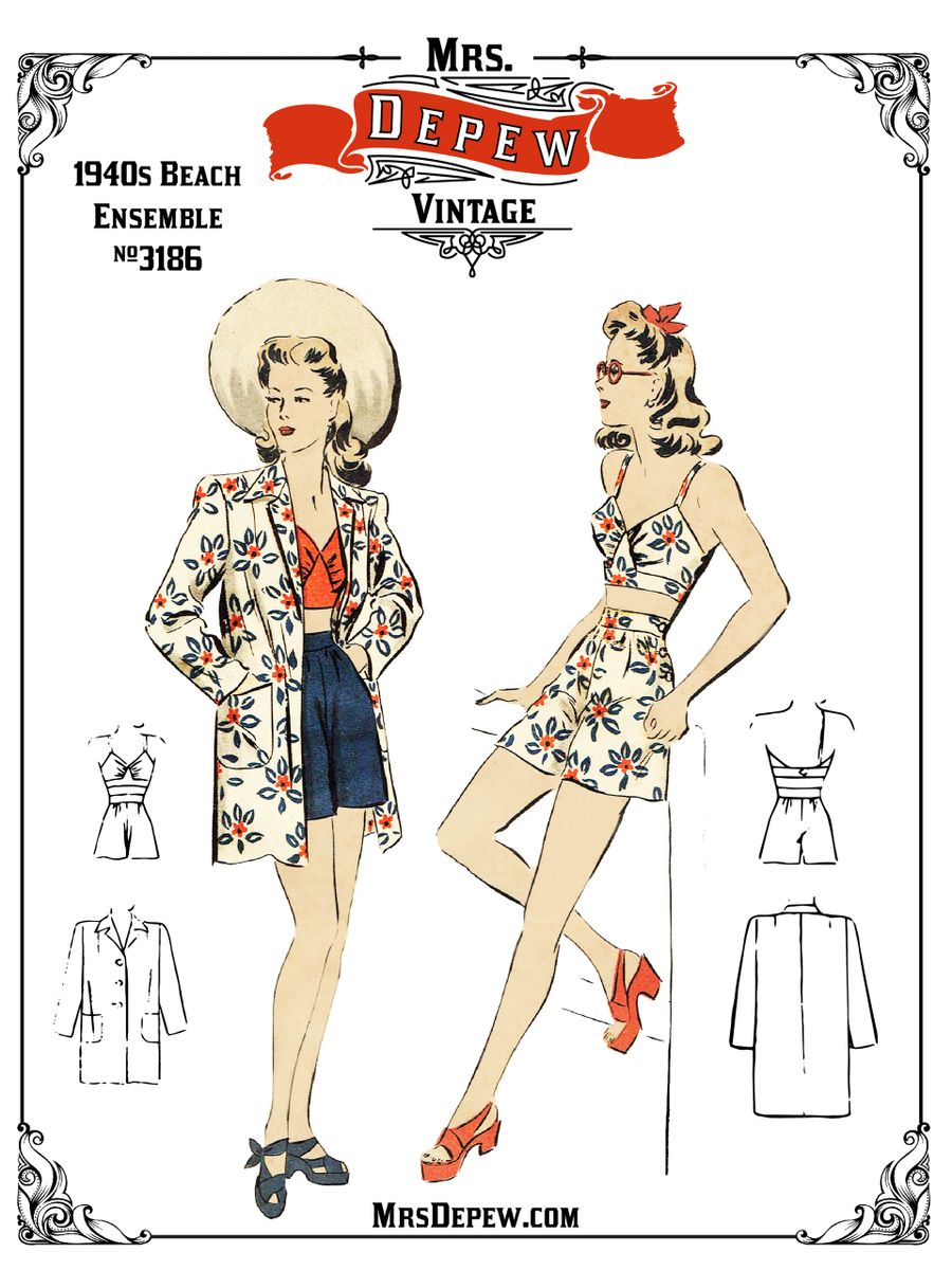 Vintage Sewing Pattern 1940s Ladies Bra and Bandeau Multi-size Depew 2005  INSTANT DOWNLOAD 
