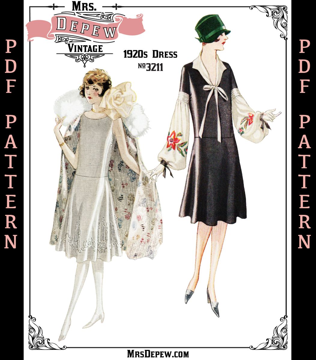 1927 Vintage Sewing Pattern 32-50" Bust 1920s Day and Evening Dress #3211 -  INSTANT DOWNLOAD