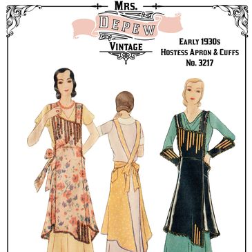 1930 Vintage Sewing Pattern Art Deco Apron and Gauntlet Cuffs with Applique Transfer PDF download