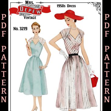 1950s Style Vintage Sewing Pattern Ladies' Raglan Cap Sleeve Dress #3219 Multisize 32-50" 