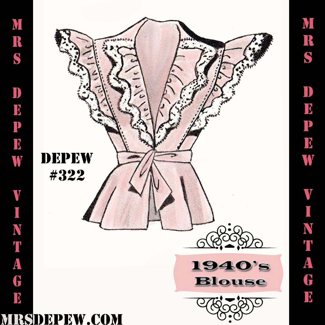 D-A-H Vintage Sewing Pattern 1940s French Blouse or Jacket in Any Size -  PLUS Size Included -322