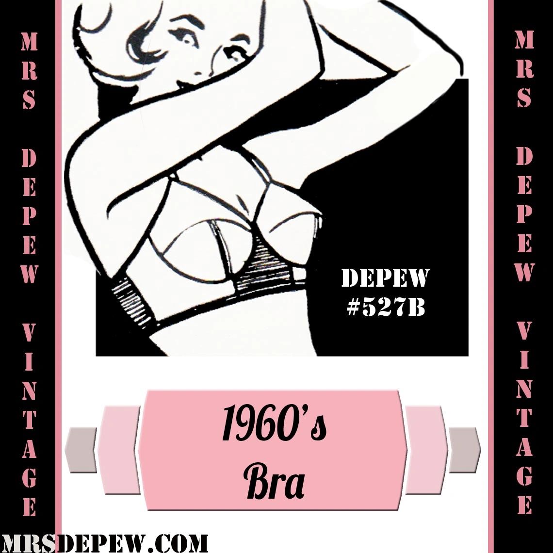 1950s bullet bra pattern, Overwire bra pattern, Sizes 24-28