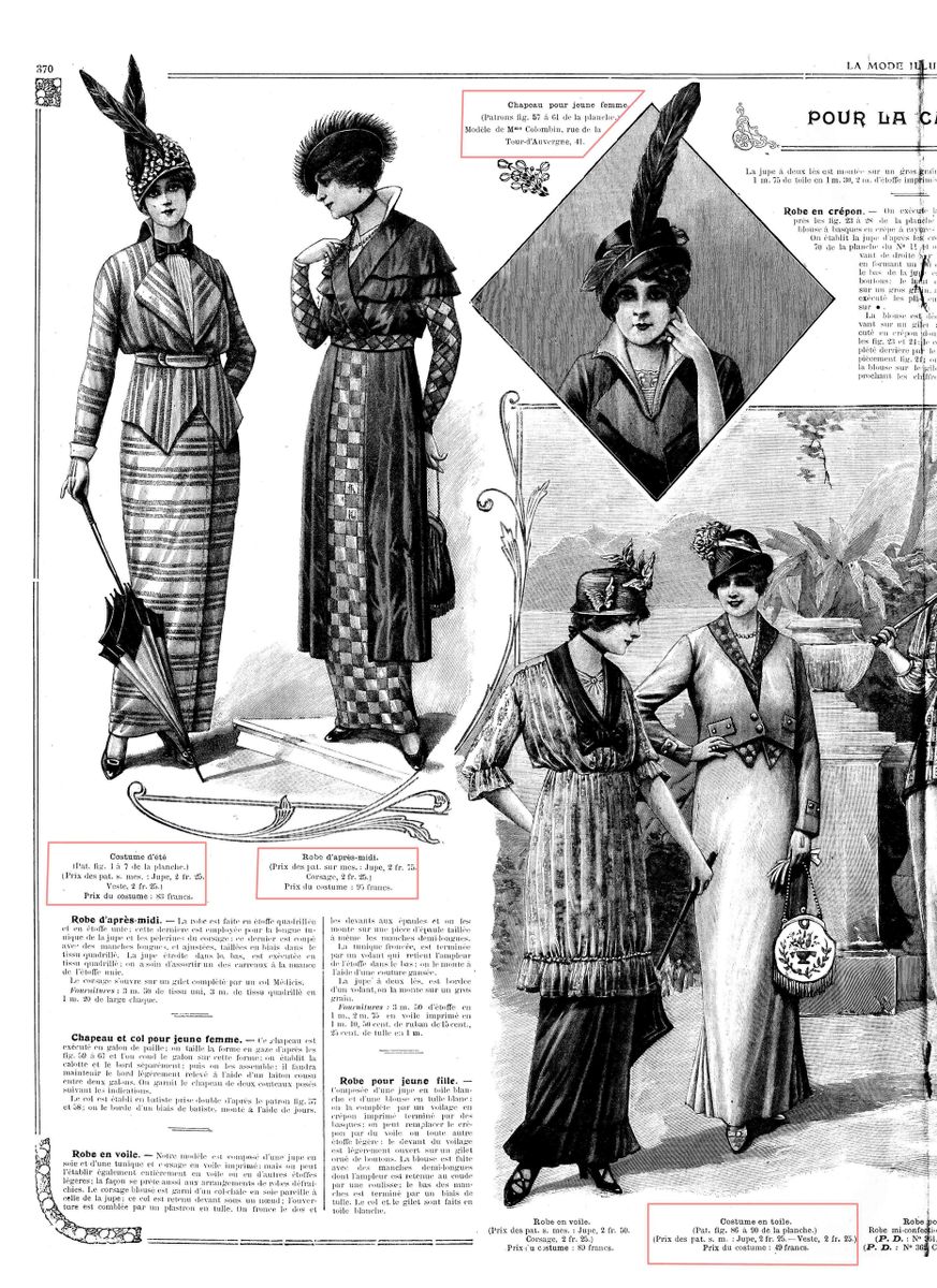 1914 Edition of La Mode Illustrée Magazine with Original 36 Sewing Patterns