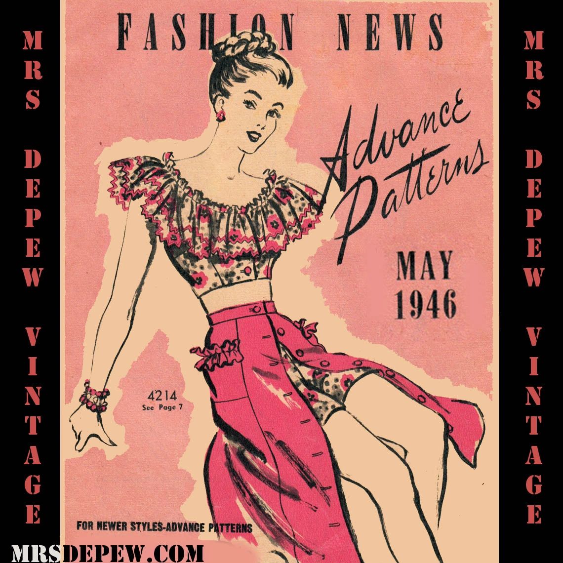 Digital Download Advance Fashion News May 1942 Sewing Pattern
