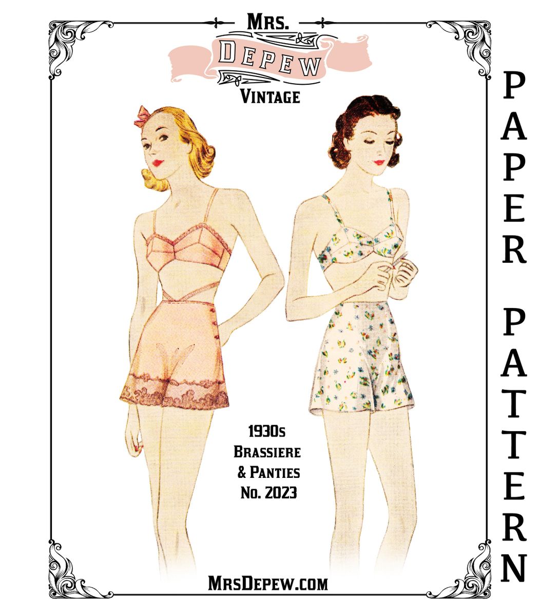 Vintage Sewing Pattern Lingerie Set MultiSize 1930s Bra and Tap Panties 32- 50 Inch Bust #2023 - PAPER PATTERN