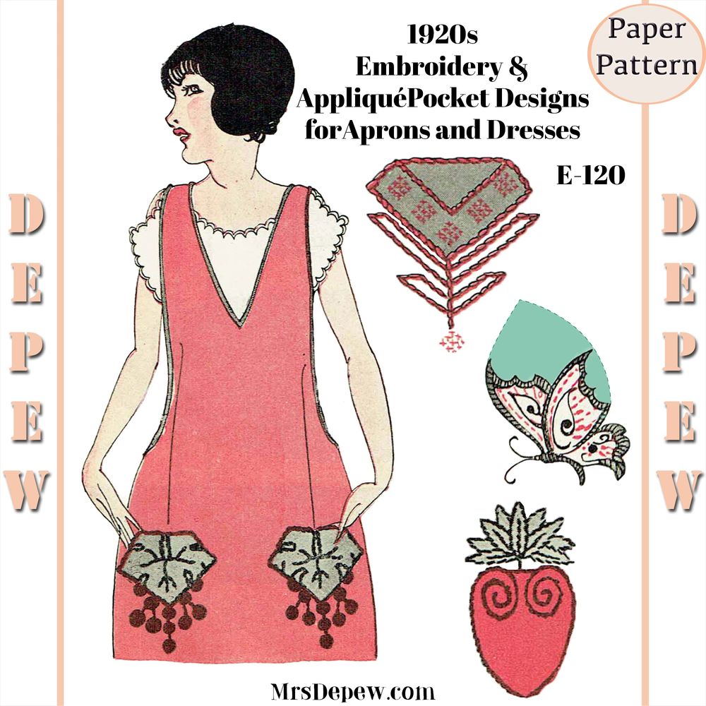 Vintage embroidery pattern for pockets E-120.