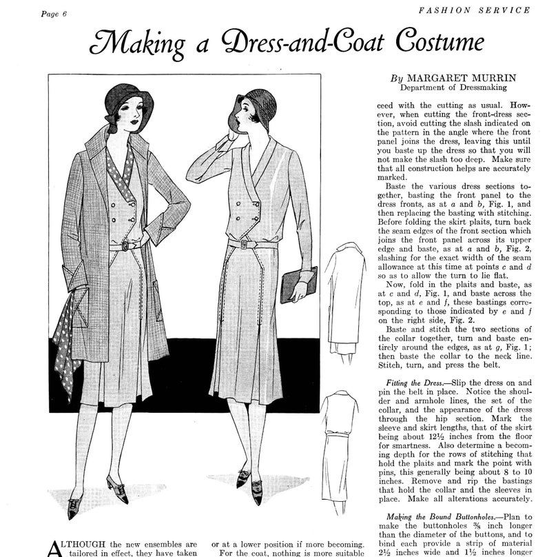 Pattern Construction of a 1930s Coat Dress