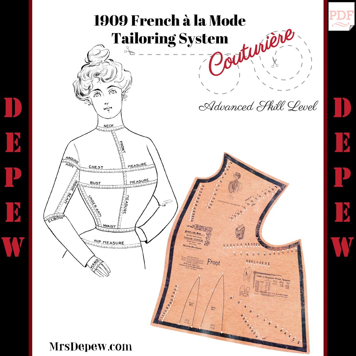 Morris Brothers A La Mode Tailor System Bodice Draft Sloper Set 1900s  Sewing Pattern Drafting Kit - Instant Download