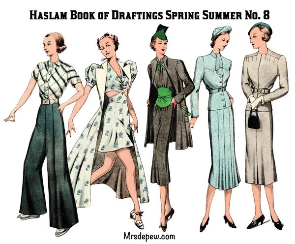 The Haslam System of Dresscutting Book of Draftings  Spring and Summer number 8 from the 1930s.