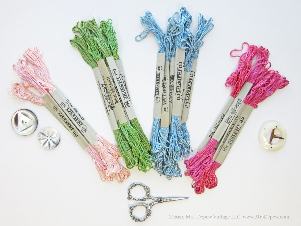 Rare New Old Stock Antique Royal Society Embroidery Floss Celesta Silky Rayon