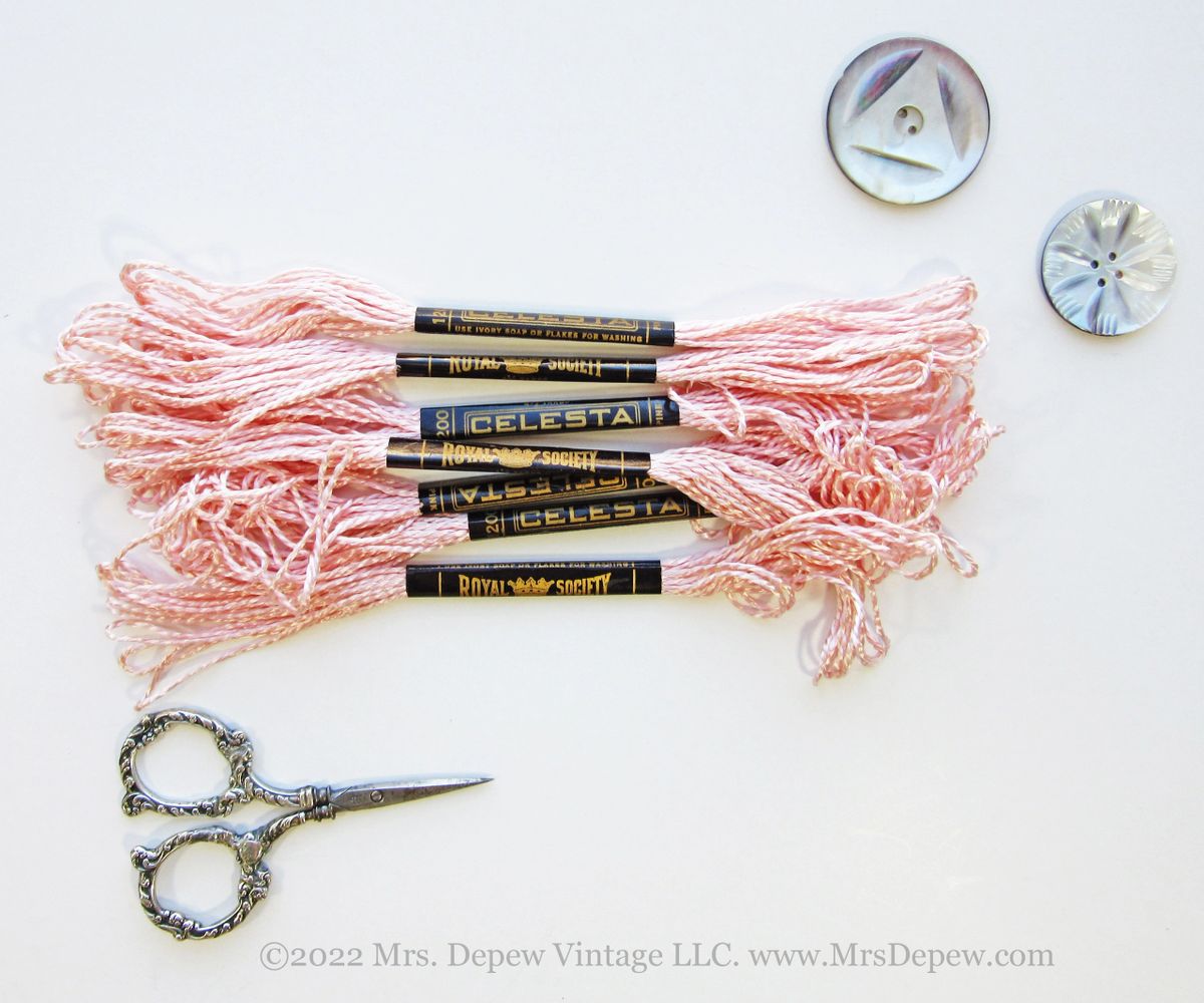 Rare New Old Stock Antique Royal Society Embroidery Floss Celesta Silky Rayon Pink