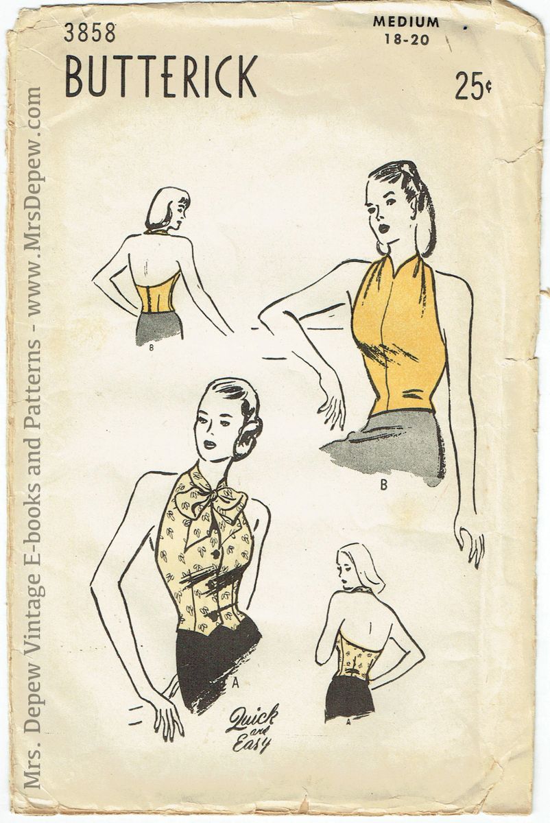 Vintage Sewing Pattern Bra and Tap Pants Print at Home 1940s