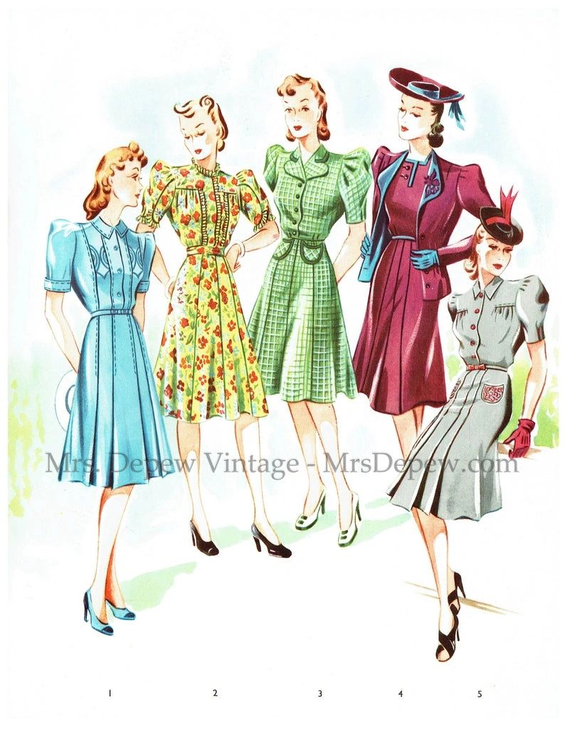 Haslam Dresscutting Book No. 12 Spring/Summer 1942 Vintage Sewing Pattern  E-book with 21 Pattern