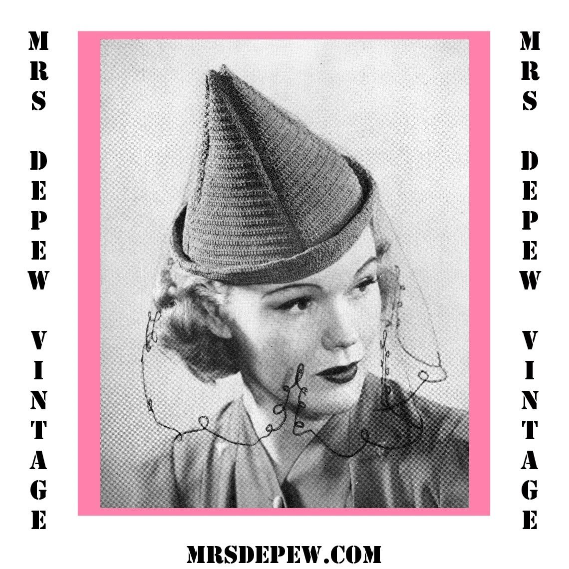 Vintage Crochet Pattern 1930s Gimp Hat Pattern The Peak - INSTANT DOWNLOAD