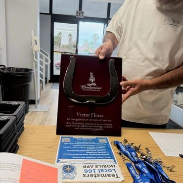 Honoring Victor Flores of Anheuser Busch with 35 years of service! 