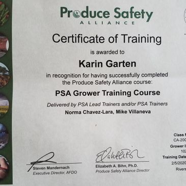 Produce Safety Certificate