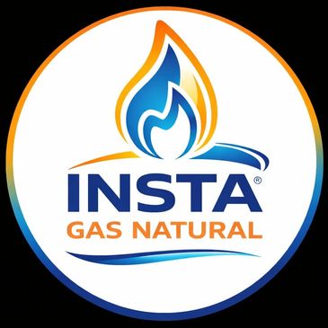 Logo of Insta Gas Natural with flame and water wave design.