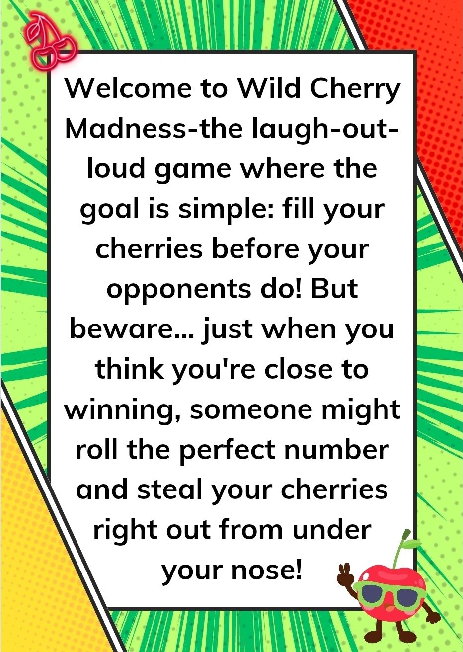 Introduction to Wild Cherry Madness, a fun game about filling cherries and stealing from opponents.