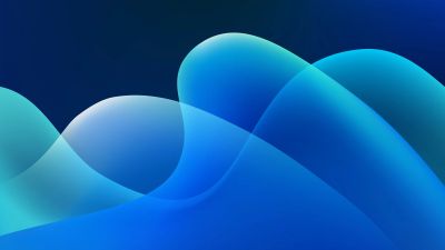 Abstract blue wave shapes on a dark background.