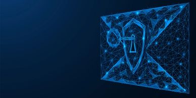 Digital envelope with lock symbol representing advanced email protection and threat prevention.