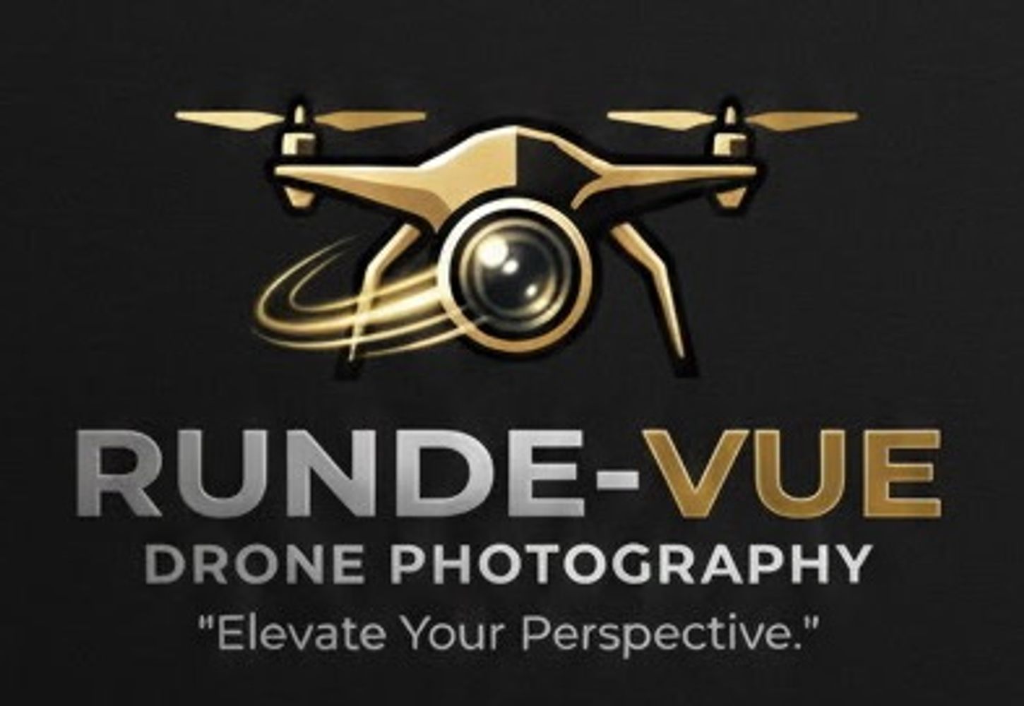 Logo of Runde-Vue Drone Photography with a drone and tagline.
