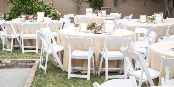 Back yard dinner party rentals.