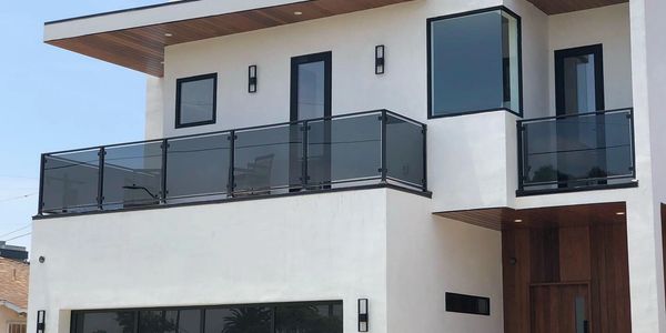 Custom grey glass patio for modern house