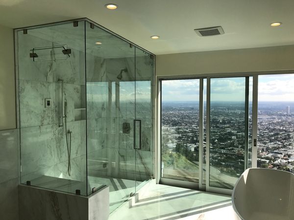 Floor to ceiling shower/steam room