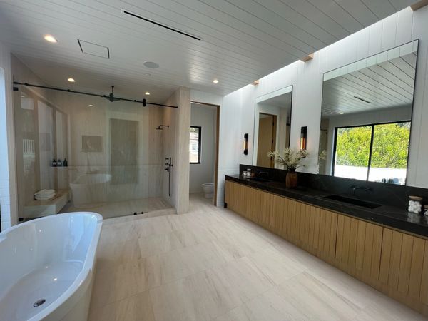 Oversized custom sliding shower enclosure