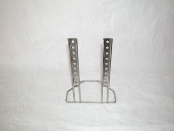 Metal adjustable bracket with holes.