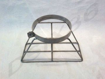 Metal stand or holder with a clamp and square base.