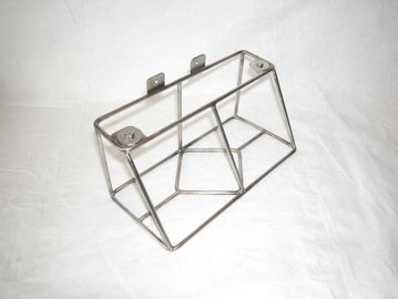 Metal geometric frame structure on a white background.