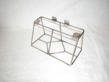 Metal triangular wireframe stand or holder.