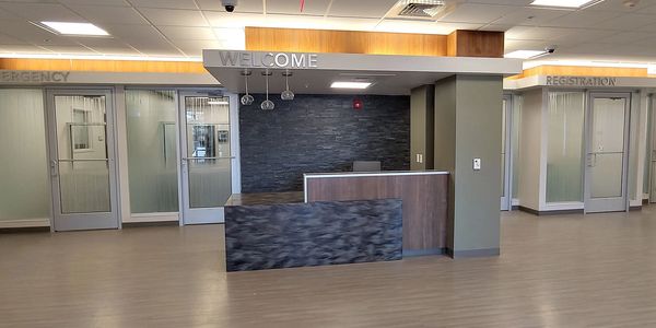 A photo of the welcome desk in the new addition of the hospital