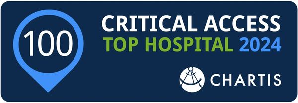 Graphic of the CHARTIS Top 100 Critical Access Hospital award badge