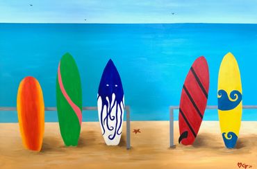 Boards. A commissioned piece for a teen's room.