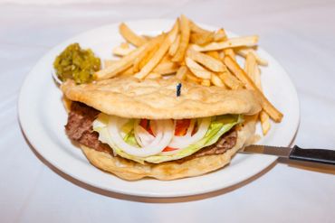 Delicious sandwich and french fries