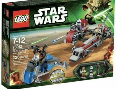 The Lego 75012 Barc Speeder with Side-car Set…one of the most sought after Lego sets on the market! 